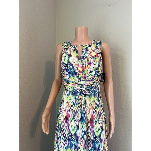 ELLEN TRACY Womens Watercolor Wrap Maxi Elegant Dress Sz 6 Sleeveless NWT #15 - Picture 5 of 10